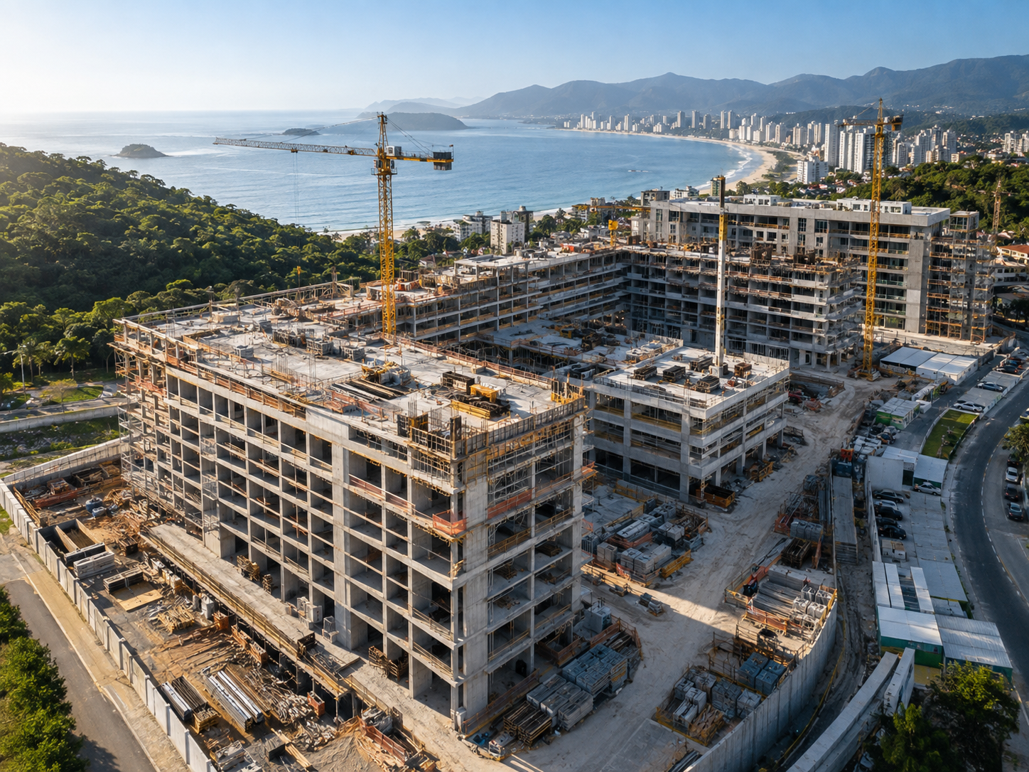 Vista aérea demonstrativa de uma obra no litoral